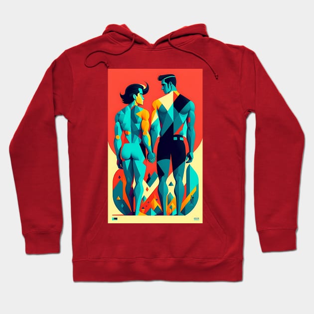 Men on Beach in Love Hoodie by ArtBeatsGallery